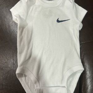 Nike White Bodysuit with Navy Logo